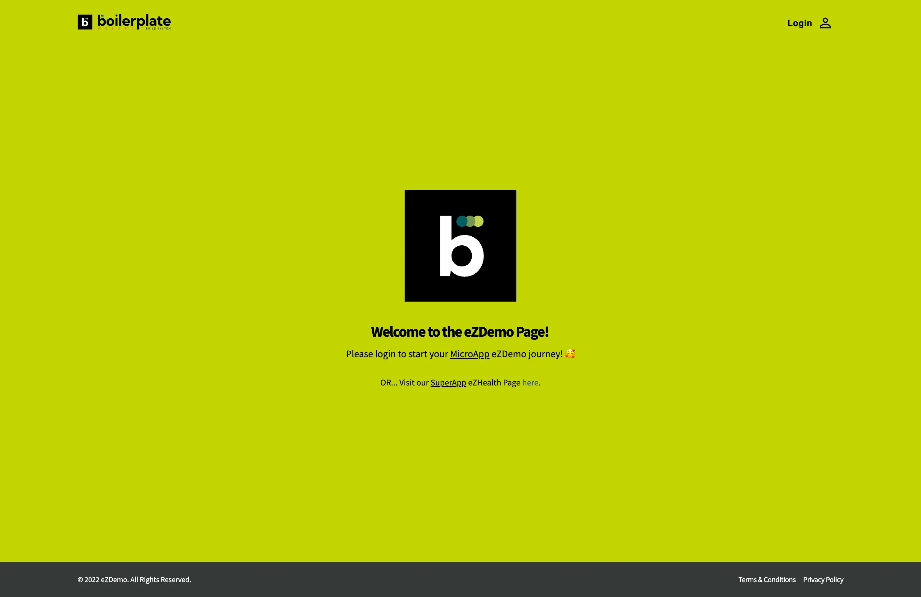 [Zuellig] Boilerplate WebApp - MicroApp - EZDemo - UnAuthenticated Homepage
