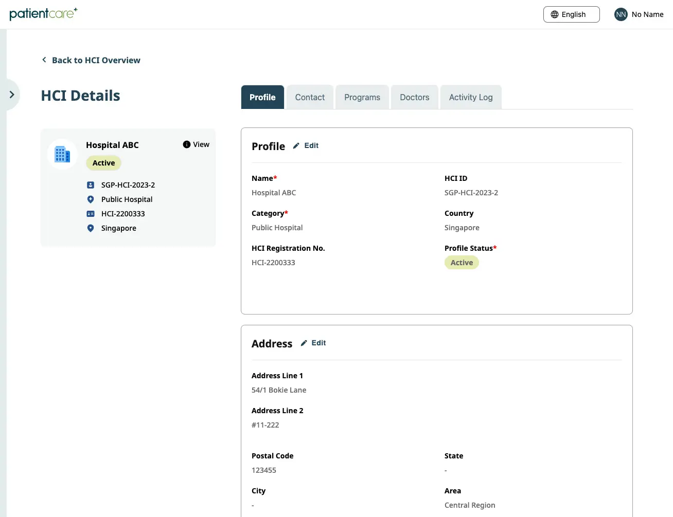 [Zuellig] PatientCare+ B2B Admin Portal WebApp - Hospitals Sample Details Page